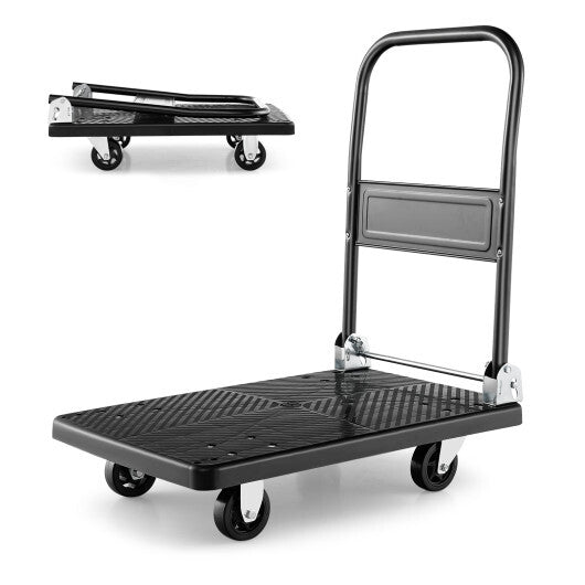 Costway Folding Push Cart Dolly Platform Hand Truck with 360 Swivel Wheels 440LBS Capacity LuxuryLifeWay Online Store