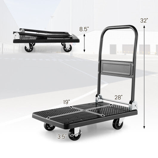 Costway Folding Push Cart Dolly Platform Hand Truck with 360 Swivel Wheels 440LBS Capacity LuxuryLifeWay Online Store