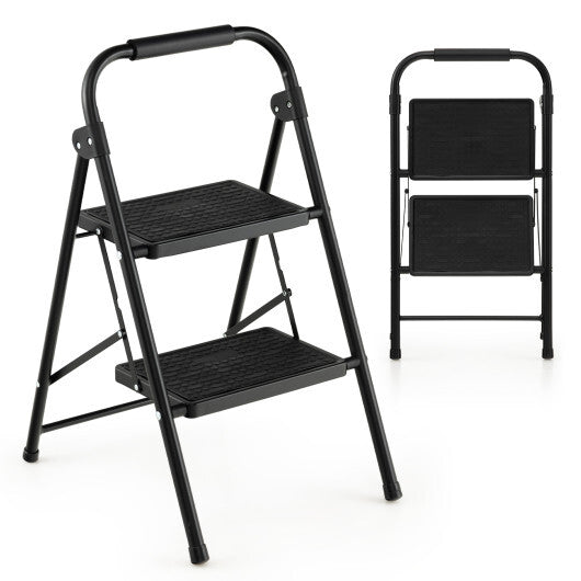 Costway 2 Step Ladder Folding Step Stool 330lbs Capacity with Anti-Slip Pedal & Handle LuxuryLifeWay Online Store