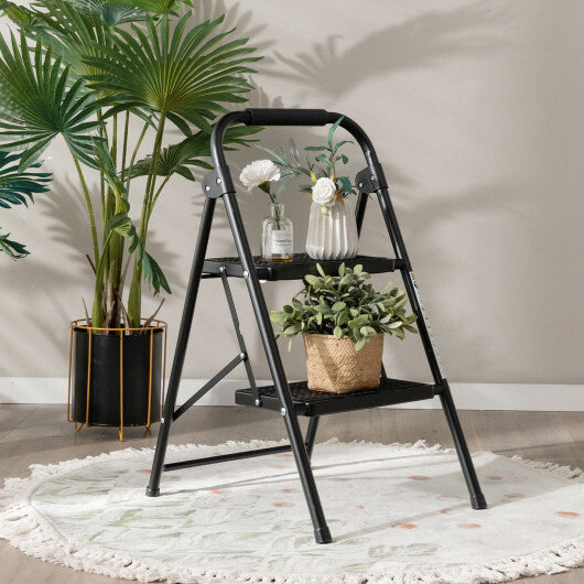 Costway 2 Step Ladder Folding Step Stool 330lbs Capacity with Anti-Slip Pedal & Handle LuxuryLifeWay Online Store