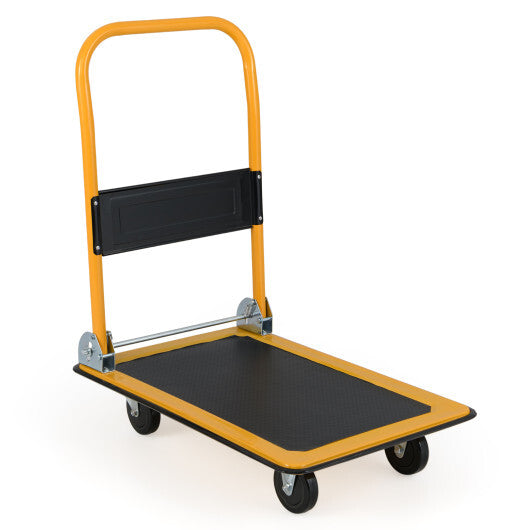 Costway Platform Cart Dolly Foldable Warehouse Push Hand Truck-Black LuxuryLifeWay Online Store