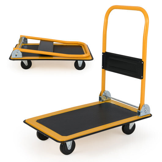 Costway Platform Cart Dolly Foldable Warehouse Push Hand Truck-Black LuxuryLifeWay Online Store