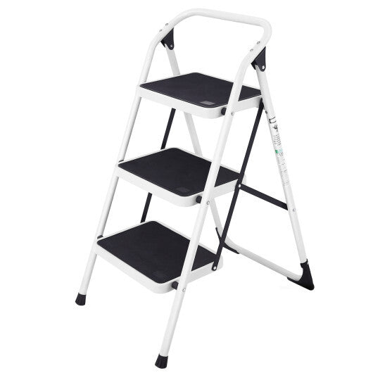 Costway Folding 3-Step Ladder with Handgrip and Anti-Slip Platform LuxuryLifeWay Online Store