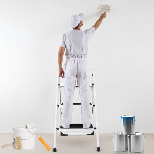 Costway Folding 3-Step Ladder with Handgrip and Anti-Slip Platform LuxuryLifeWay Online Store