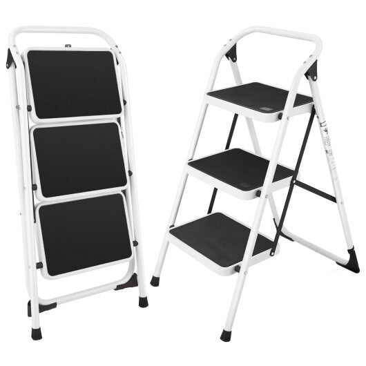 Costway Folding 3-Step Ladder with Handgrip and Anti-Slip Platform LuxuryLifeWay Online Store