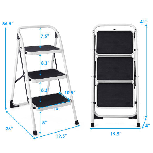 Costway Folding 3-Step Ladder with Handgrip and Anti-Slip Platform LuxuryLifeWay Online Store