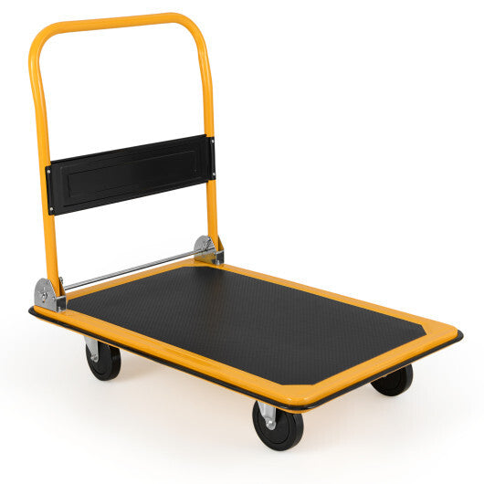 Costway Folding Platform Cart Dolly Hand Truck-Black LuxuryLifeWay Online Store