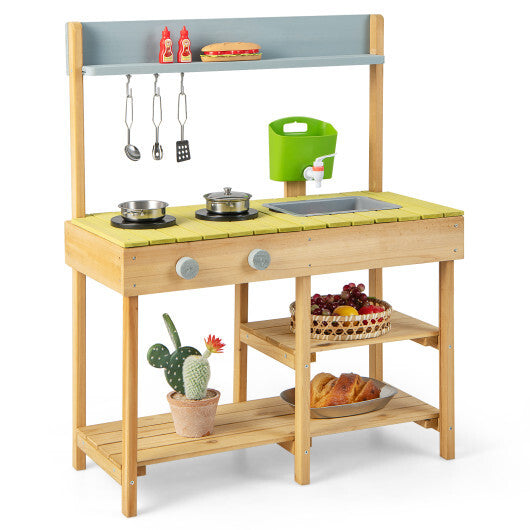 Costway Backyard Pretend Play Toy Kitchen with Stove Top LuxuryLifeWay Online Store
