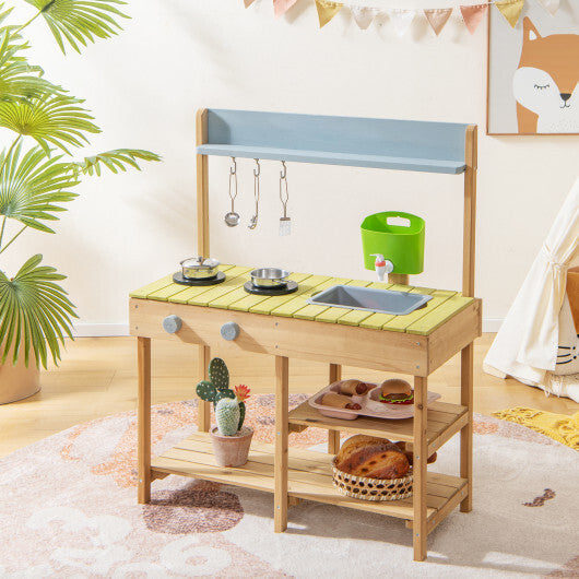 Costway Backyard Pretend Play Toy Kitchen with Stove Top LuxuryLifeWay Online Store