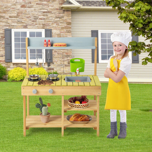 Costway Backyard Pretend Play Toy Kitchen with Stove Top LuxuryLifeWay Online Store