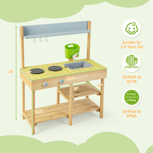 Costway Backyard Pretend Play Toy Kitchen with Stove Top LuxuryLifeWay Online Store
