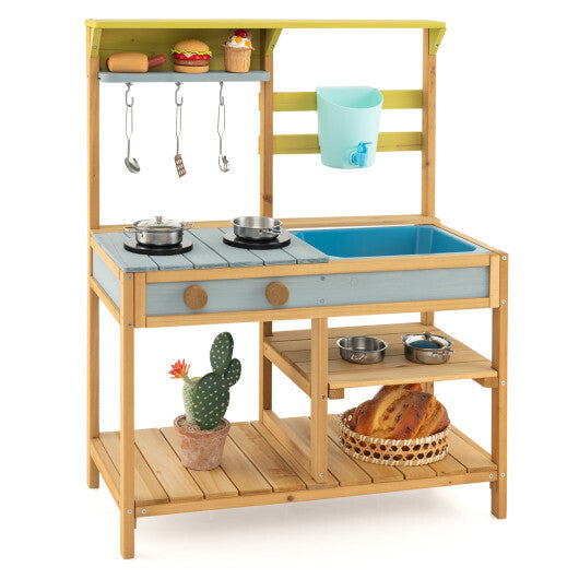 Costway Outdoor Kids Mud Kitchen with Faucet and Water Box LuxuryLifeWay Online Store