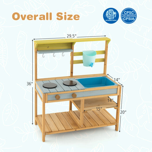 Costway Outdoor Kids Mud Kitchen with Faucet and Water Box LuxuryLifeWay Online Store