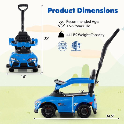Costway 3-in-1 Toyota Licensed Foot-to-Floor Stroller Sliding Walking Toy-Blue LuxuryLifeWay Online Store
