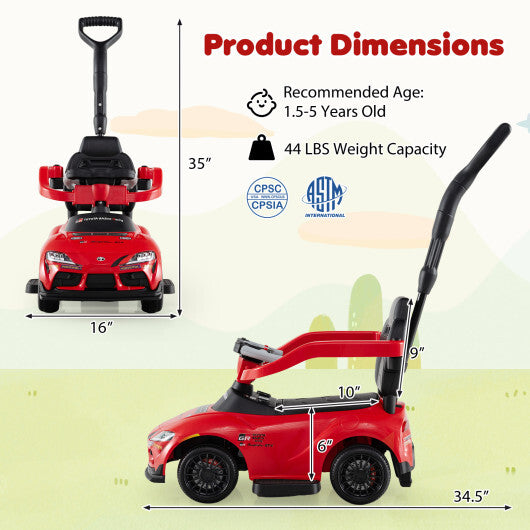 Costway 3-in-1 Toyota Licensed Foot-to-Floor Stroller Sliding Walking Toy-Red LuxuryLifeWay Online Store