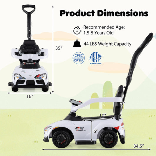 Costway 3-in-1 Toyota Licensed Foot-to-Floor Stroller Sliding Walking Toy-White LuxuryLifeWay Online Store