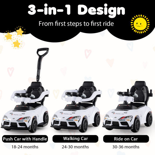 Costway 3-in-1 Toyota Licensed Foot-to-Floor Stroller Sliding Walking Toy-White LuxuryLifeWay Online Store