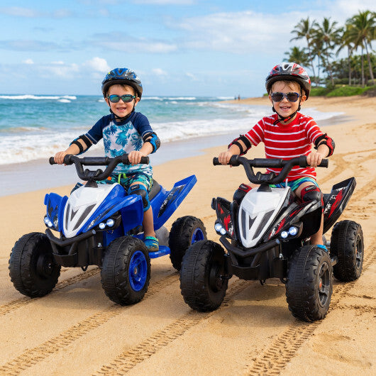 Costway 12V Kids Ride On ATV 4-Wheeler Quad with LED Lights and 7 mph Max Speed-Black