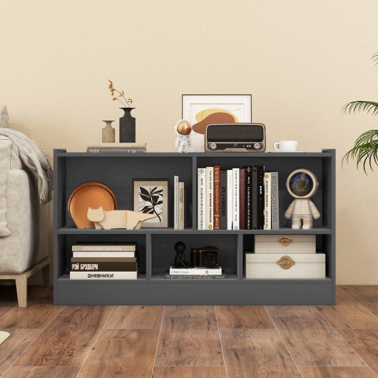 Costway Kids 2-Shelf Bookcase 5-Cube Wood Toy Storage Cabinet Organizer-Gray LuxuryLifeWay Online Store