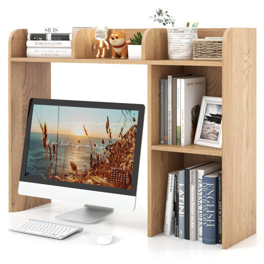 Costway 3-Tier Multipurpose Desk Bookshelf with 4 Shelves-Natural LuxuryLifeWay Online Store