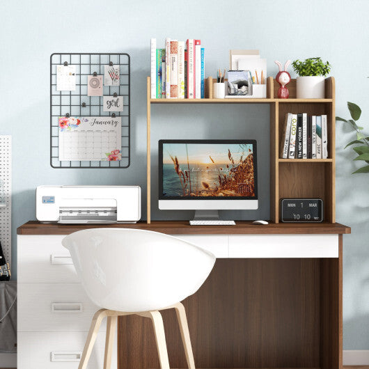 Costway 3-Tier Multipurpose Desk Bookshelf with 4 Shelves-Natural LuxuryLifeWay Online Store