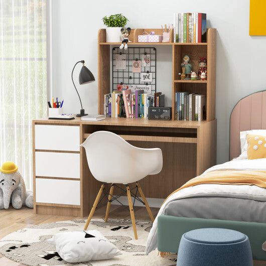 Costway 3-Tier Multipurpose Desk Bookshelf with 4 Shelves-Natural LuxuryLifeWay Online Store
