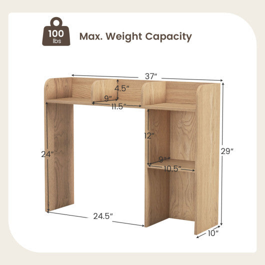 Costway 3-Tier Multipurpose Desk Bookshelf with 4 Shelves-Natural LuxuryLifeWay Online Store