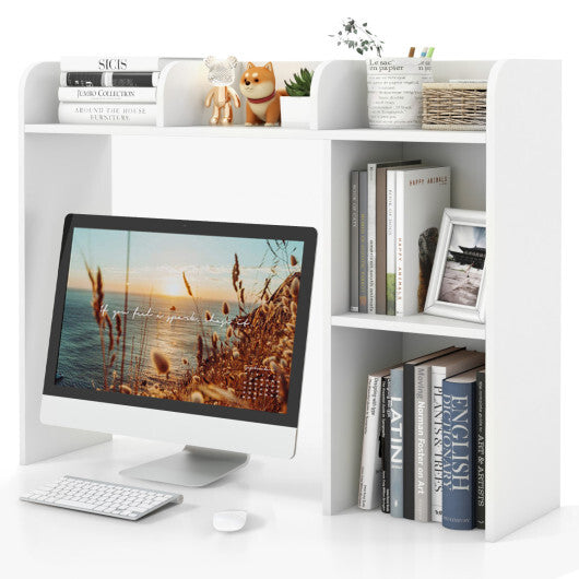 Costway 3-Tier Multipurpose Desk Bookshelf with 4 Shelves-White LuxuryLifeWay Online Store