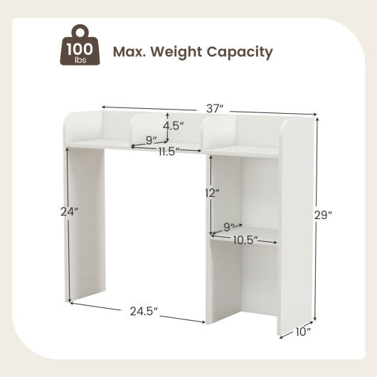 Costway 3-Tier Multipurpose Desk Bookshelf with 4 Shelves-White LuxuryLifeWay Online Store