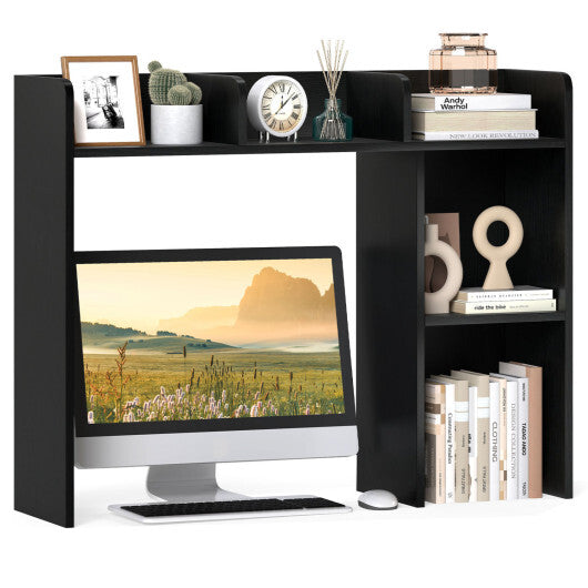 Costway 3-Tier Multipurpose Desk Bookshelf with 4 Shelves-Black LuxuryLifeWay Online Store