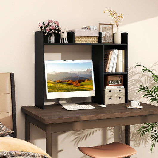 Costway 3-Tier Multipurpose Desk Bookshelf with 4 Shelves-Black LuxuryLifeWay Online Store