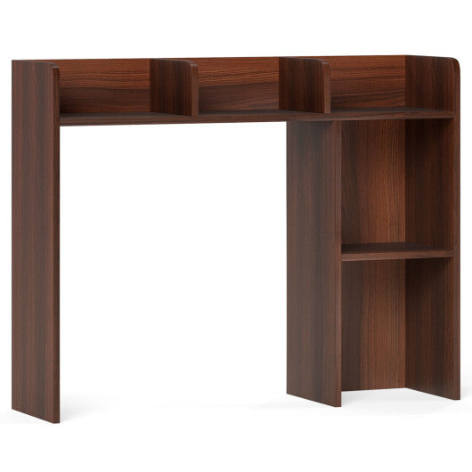 Costway 3-Tier Multipurpose Desk Bookshelf with 4 Shelves-Walnut LuxuryLifeWay Online Store
