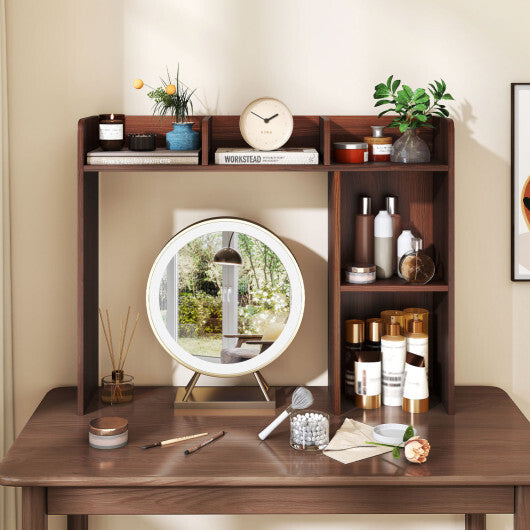 Costway 3-Tier Multipurpose Desk Bookshelf with 4 Shelves-Walnut LuxuryLifeWay Online Store