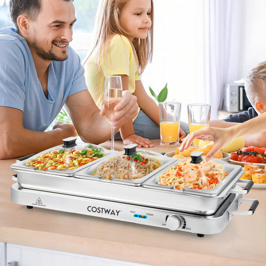 Costway Food Warmer Buffet Server 450W Stainless Steel Electric Warming Tray for Parties LuxuryLifeWay Online Store