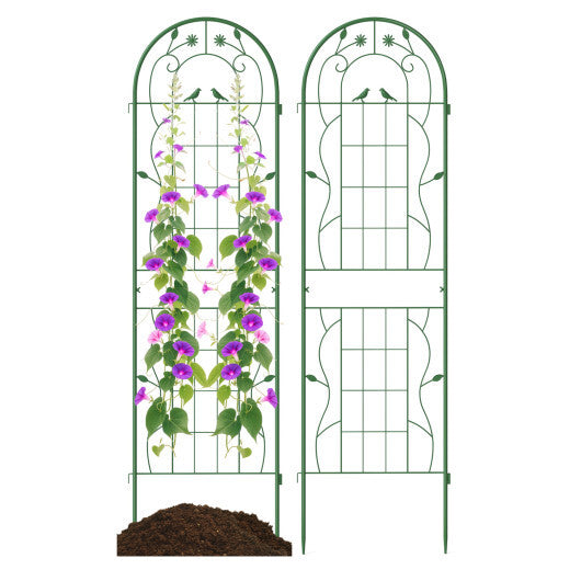Costway 2 Pack Rustproof Metal Garden Trellis 71" x 20" Wire Lattice Panel for Patio Green LuxuryLifeWay Online Store