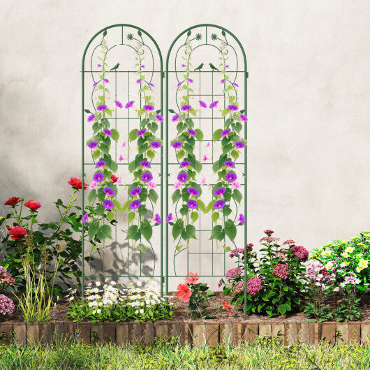 Costway 2 Pack Rustproof Metal Garden Trellis 71" x 20" Wire Lattice Panel for Patio Green LuxuryLifeWay Online Store
