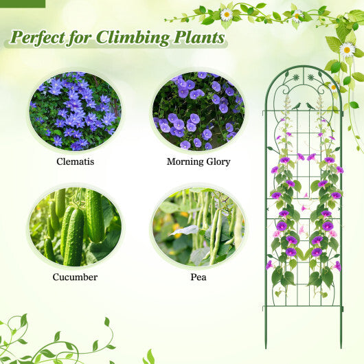 Costway 2 Pack Rustproof Metal Garden Trellis 71" x 20" Wire Lattice Panel for Patio Green LuxuryLifeWay Online Store