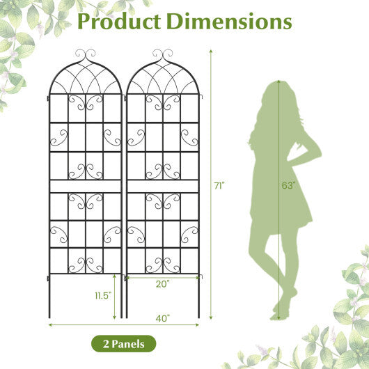 Costway 2 Pack 71" x 20" Heavy-Duty Metal Garden Trellis Metal Coating Patio for Outdoor LuxuryLifeWay Online Store