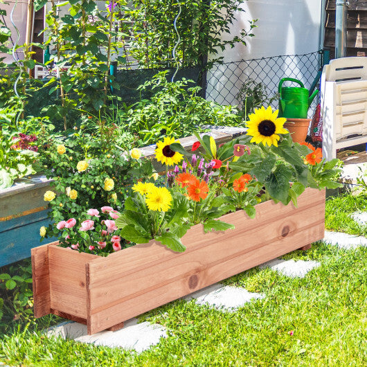 Costway 36 Inch Wooden Flower Planter Box Garden Yard Decorative Window Box Rectangular LuxuryLifeWay Online Store