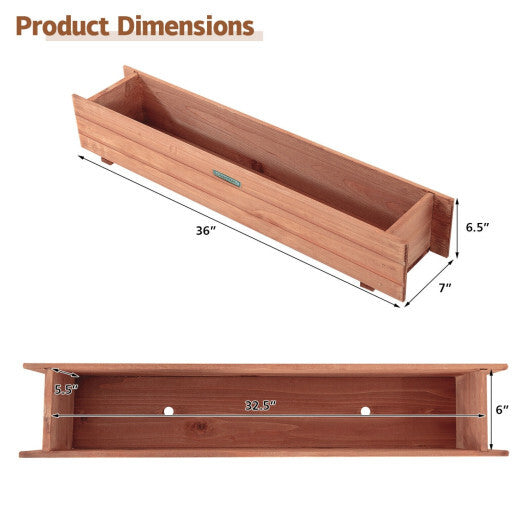 Costway 36 Inch Wooden Flower Planter Box Garden Yard Decorative Window Box Rectangular LuxuryLifeWay Online Store