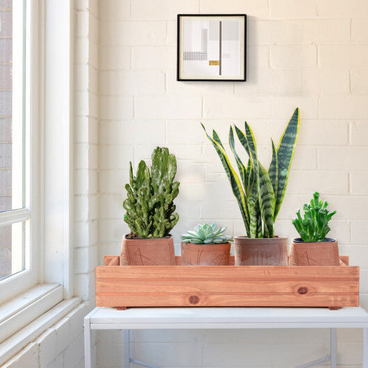 Costway 36 Inch Wooden Flower Planter Box Garden Yard Decorative Window Box Rectangular LuxuryLifeWay Online Store