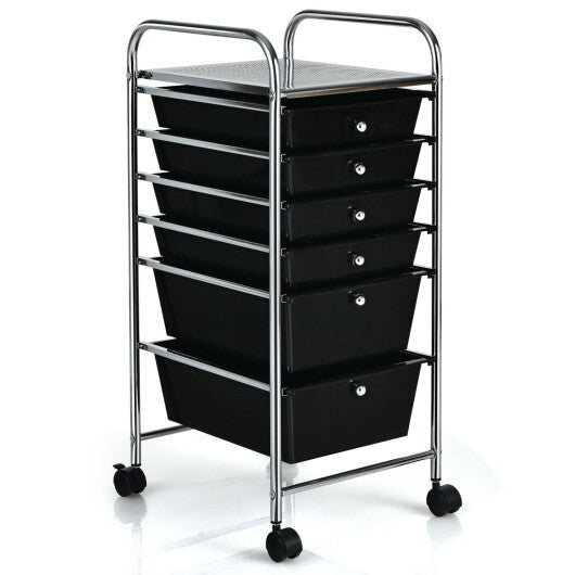 Costway 6 Drawers Rolling Storage Cart Organizer-Black LuxuryLifeWay Online Store