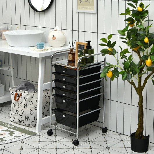 Costway 6 Drawers Rolling Storage Cart Organizer-Black LuxuryLifeWay Online Store