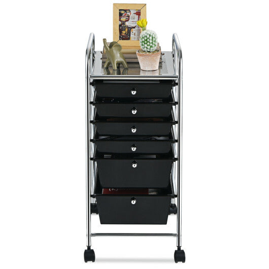 Costway 6 Drawers Rolling Storage Cart Organizer-Black LuxuryLifeWay Online Store