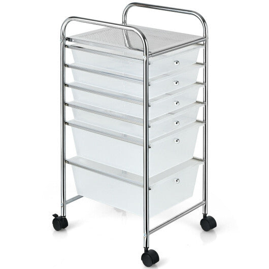 Costway 6 Drawers Rolling Storage Cart Organizer-Clear LuxuryLifeWay Online Store