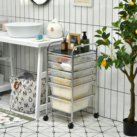 Costway 6 Drawers Rolling Storage Cart Organizer-Clear LuxuryLifeWay Online Store