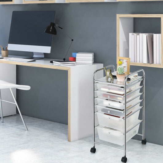 Costway 6 Drawers Rolling Storage Cart Organizer-Clear LuxuryLifeWay Online Store