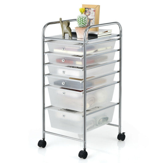 Costway 6 Drawers Rolling Storage Cart Organizer-Clear LuxuryLifeWay Online Store