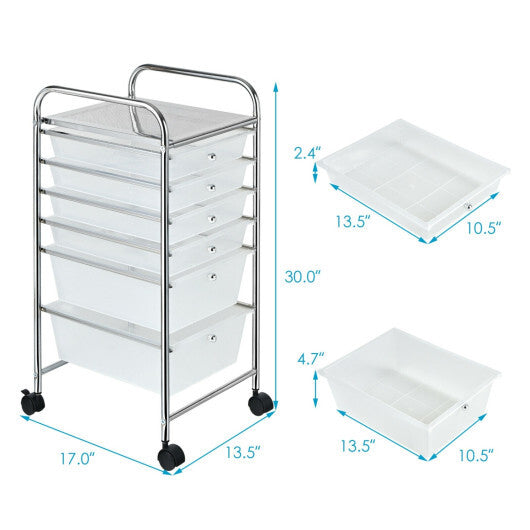 Costway 6 Drawers Rolling Storage Cart Organizer-Clear LuxuryLifeWay Online Store
