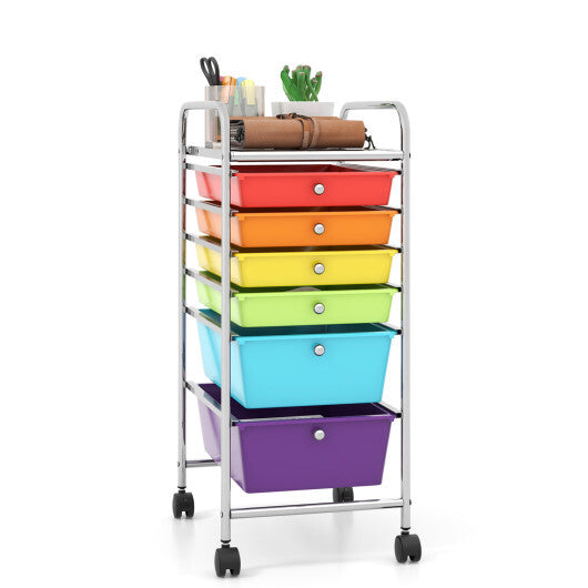 Costway 6 Drawers Rolling Storage Cart Organizer-Multicolor LuxuryLifeWay Online Store